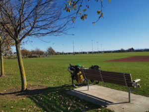 公園のベンチに座ってブログを書いた。